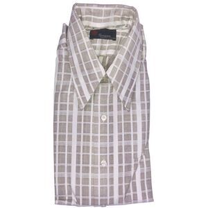 Vintage 70s Tuscany Dress Shirt Mens Size 16.5 33 White Gray Long Sleeve NEW